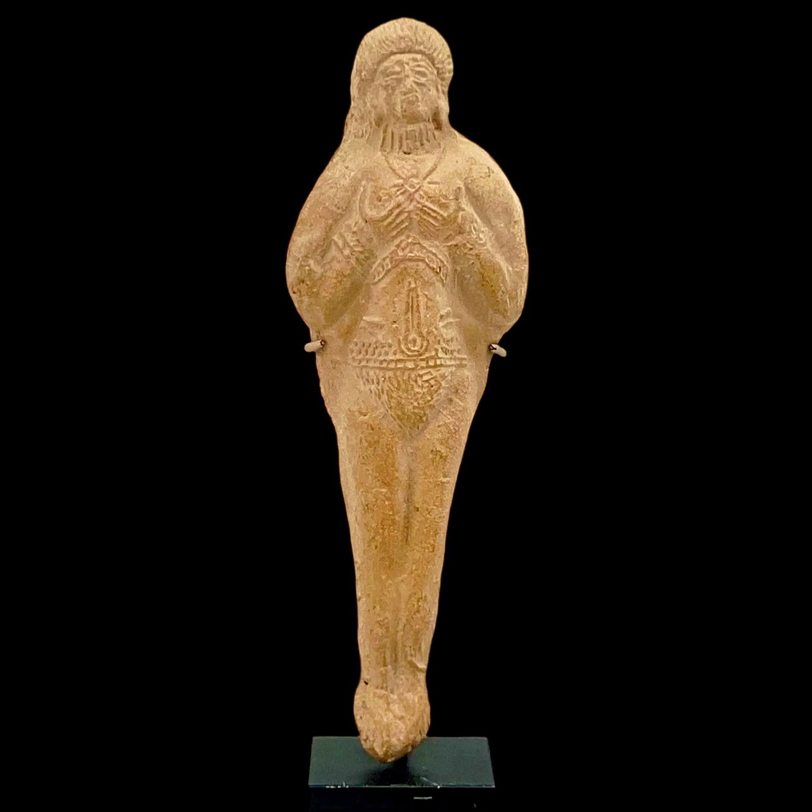 Ancient Elamite Clay Fertility Idol, Ca Late 2nd Millenium BCE, Middle East Art And Antiquities: Dimensions, 16 x 5 cm. All measurements are approximate. Surface Wear And Aging. Sold as pictured. Provenance: Ex private FL collection. Ancient Elamite, Clay Fertility Idol c.1500- 800 BCE, A mold ma