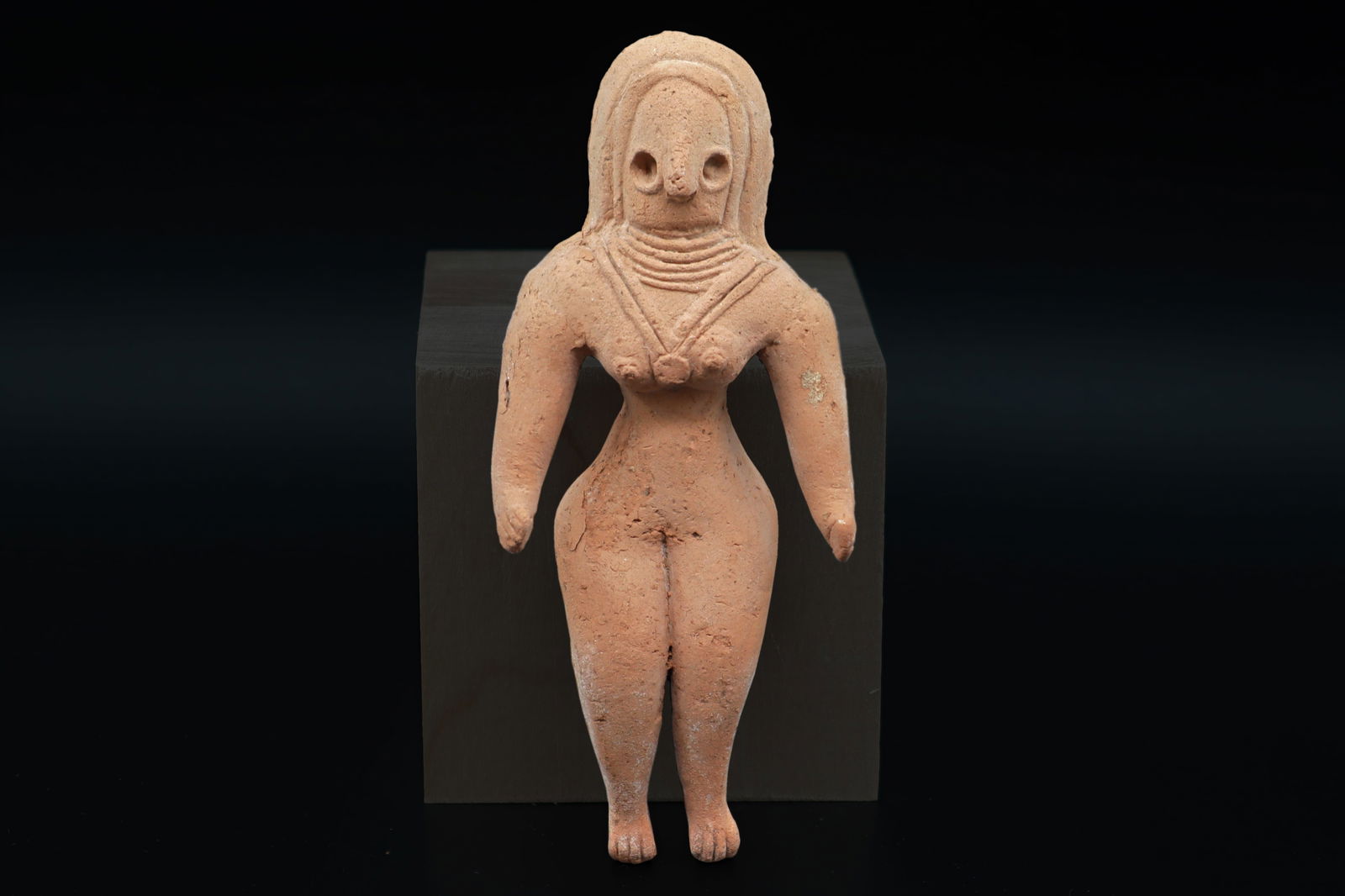 Indus Valley Mehrgarh Pottery Female Figure, Terracotta Fertility Idol Harappa Civilization Style: Dimensions, Height 4.3 inches. All measurements are approximate. Surface wear and aging, debris, granulation, Sold as pictured. // Ancient Central And South Asia, Indus River Valley, Mehrgarh Culture,