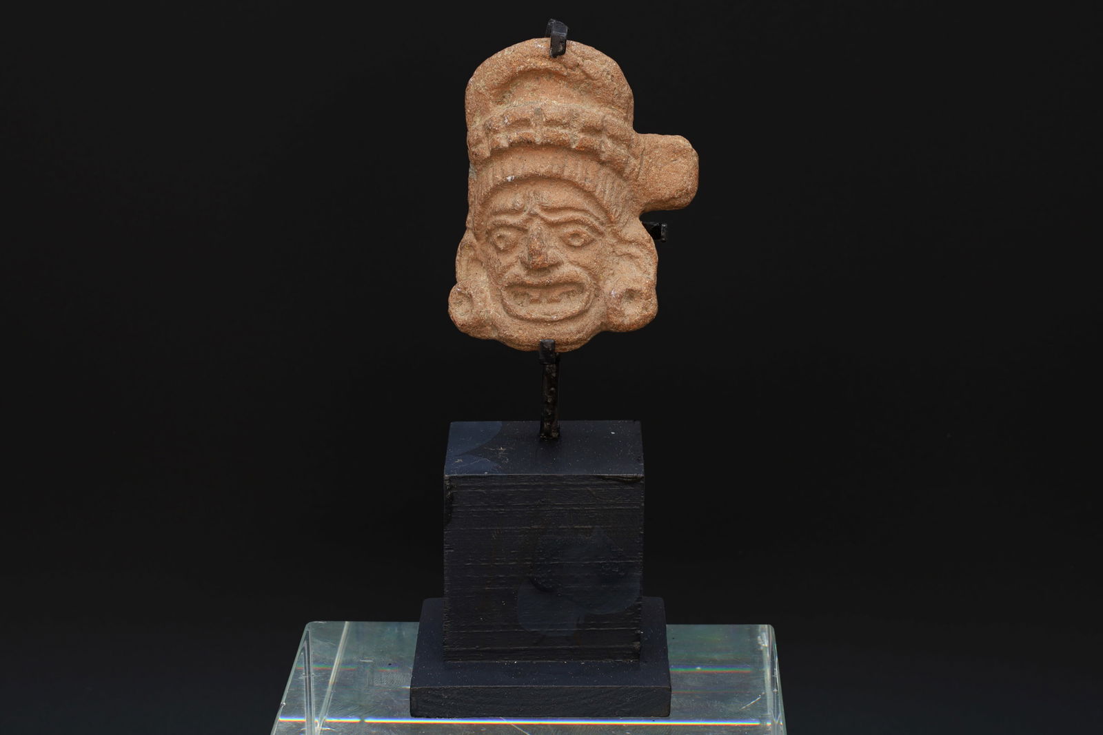 Maya Warrior Head Applique, Pre-Columbian Ceramic Figurine, Mayan Late Classic Period Circa 800 AD (1 of 6)