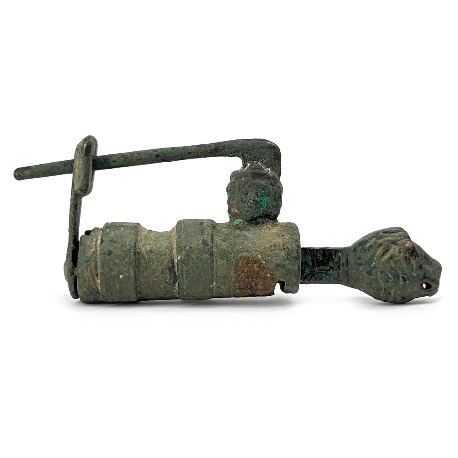 Ancient Roman Bronze Padlock, functioning with Original Key: Ancient Roman Bronze Padlock, functioning with Original Key, circa 2nd - 4th century AD, Size: 13.5 cm x 5 cm Provenance: Private Florida collection