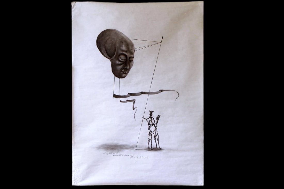 Don Quixote, A 2003 Charcoal And Graphite Drawing On Paper, Contemporary Cuban Art By Conrado Maleta: Dimensions, 27 x 40 inches. All measurements are approximate. Surface Wear And Aging, Folding Marks, Some Edge Wear. Sold As Pictured. Tittle: Mi quimera eres TU. My chimera is named YOU. Santiago de