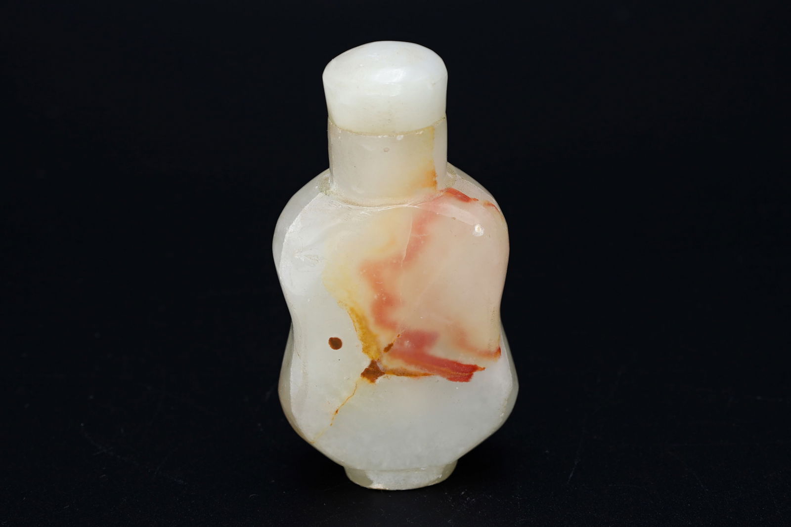 Vintage Early 20th Century Snuff Bottle, Small Perfume Bottle Hand Carved Agate Stone, East Asia: Dimensions, Height 2.5 inches. All measurements are approximate. Condition: Very Good Vintage. Normal Manufacture Imperfections. Natural stone lines. Refer to photos and description. Sold as