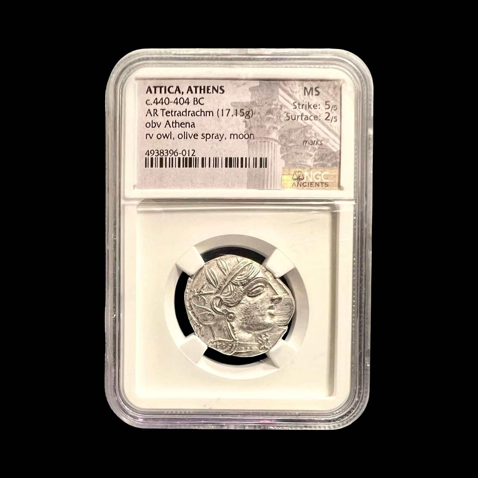 Greek AR tetradrachm Silver Coin MS, NGC Ancients, Goddess Athena. (1 of 4)