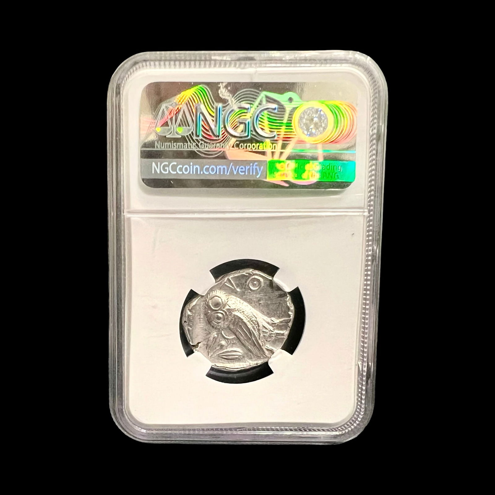 Greek AR tetradrachm Silver Coin MS, NGC Ancients, Goddess Athena. - 2