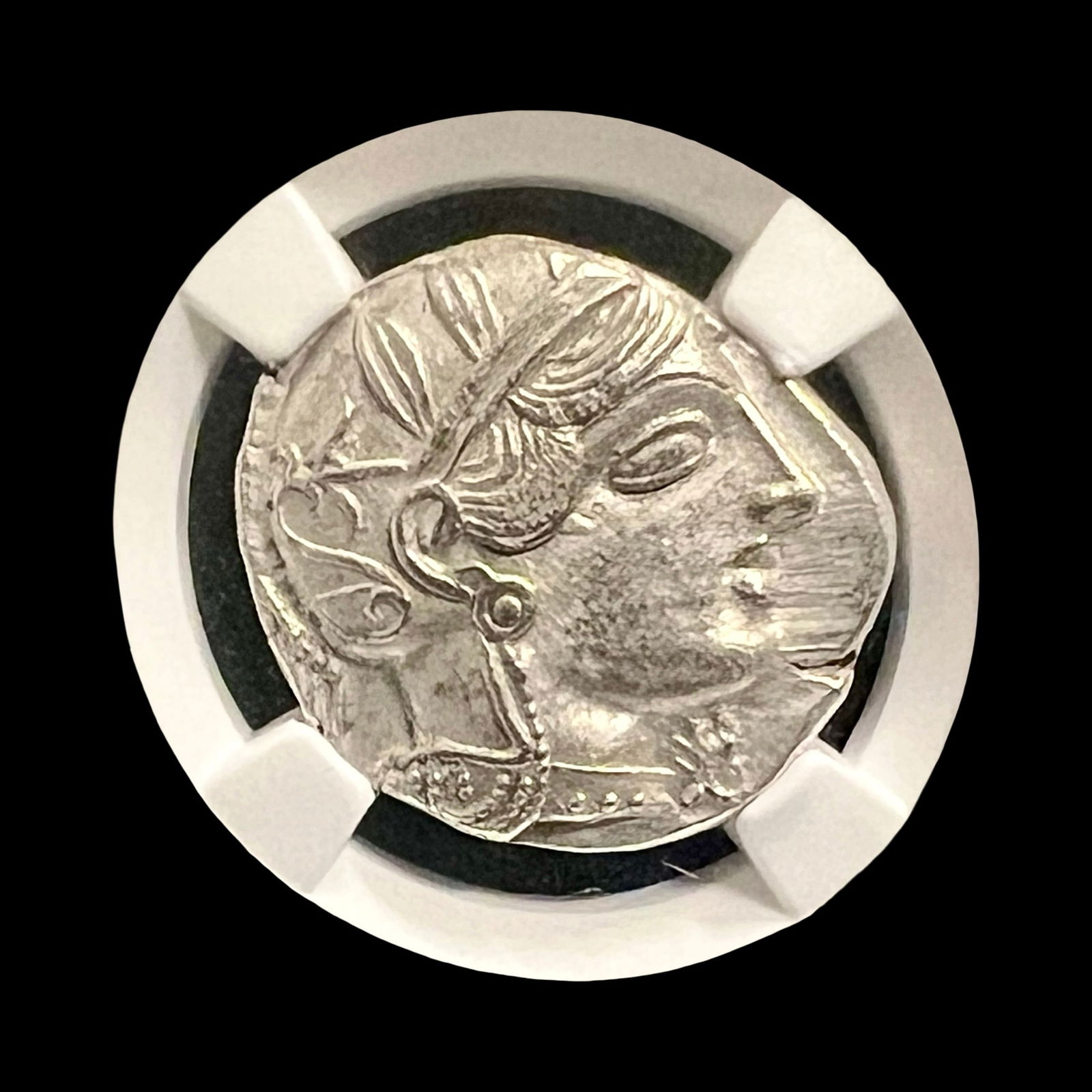 Greek AR tetradrachm Silver Coin MS, NGC Ancients, Goddess Athena. - 3