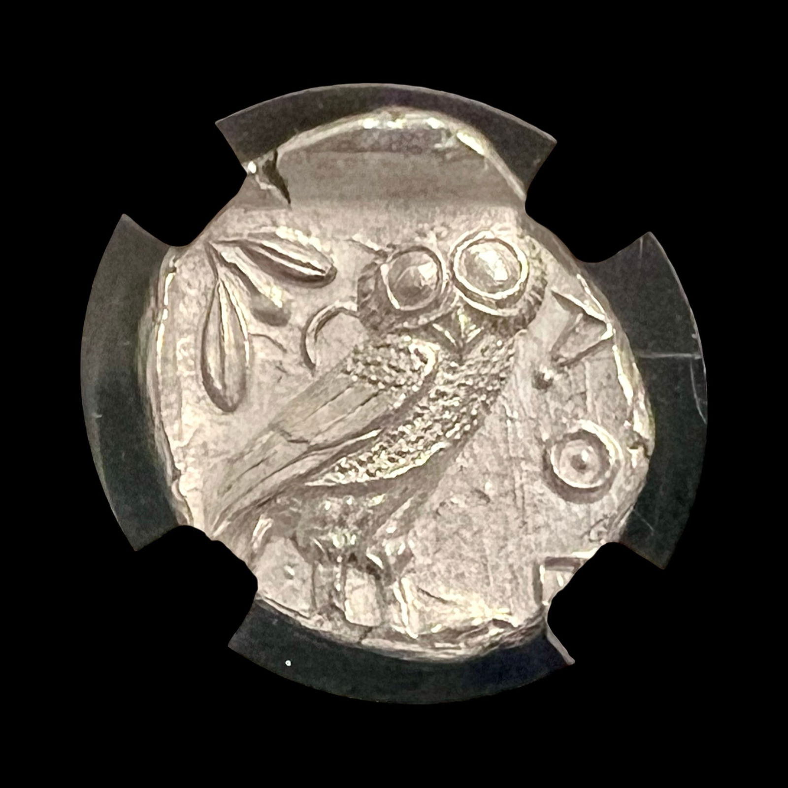 Greek AR tetradrachm Silver Coin MS, NGC Ancients, Goddess Athena. - 4