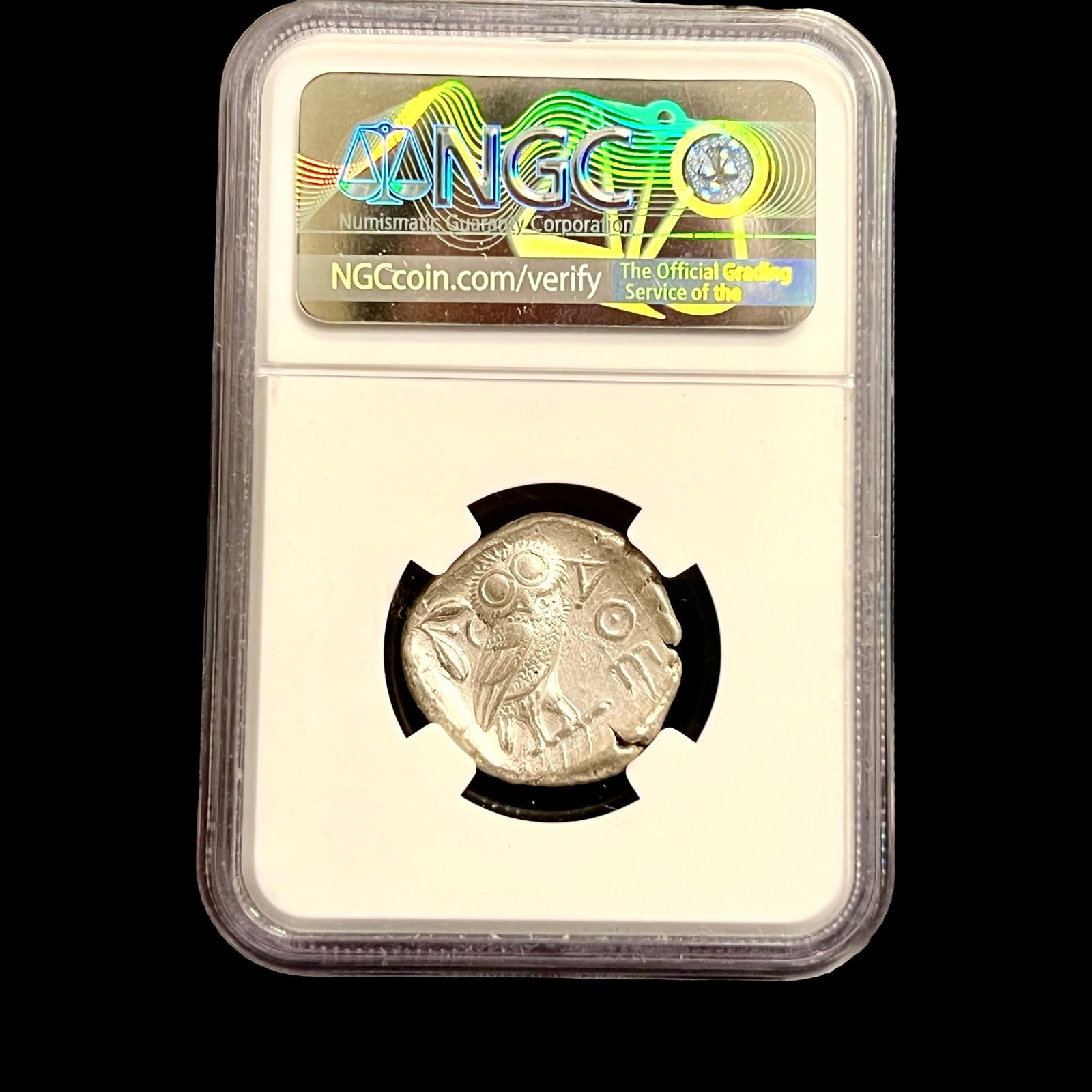 Greek AR tetradrachm Silver Coin XF, NGC Ancients, Goddess Athena. - 2