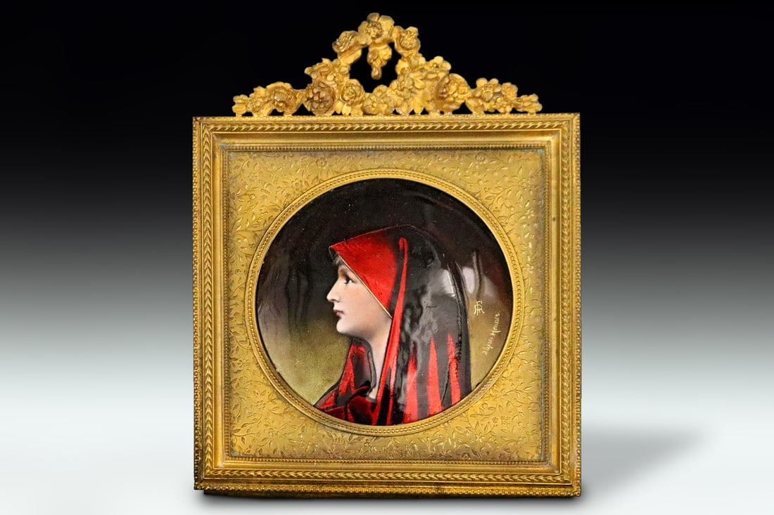 Saint Fabiola Of Rome, Antique 19th Century French Limoges Enamel On Copper Plaque Painting, Framed (1 of 6)