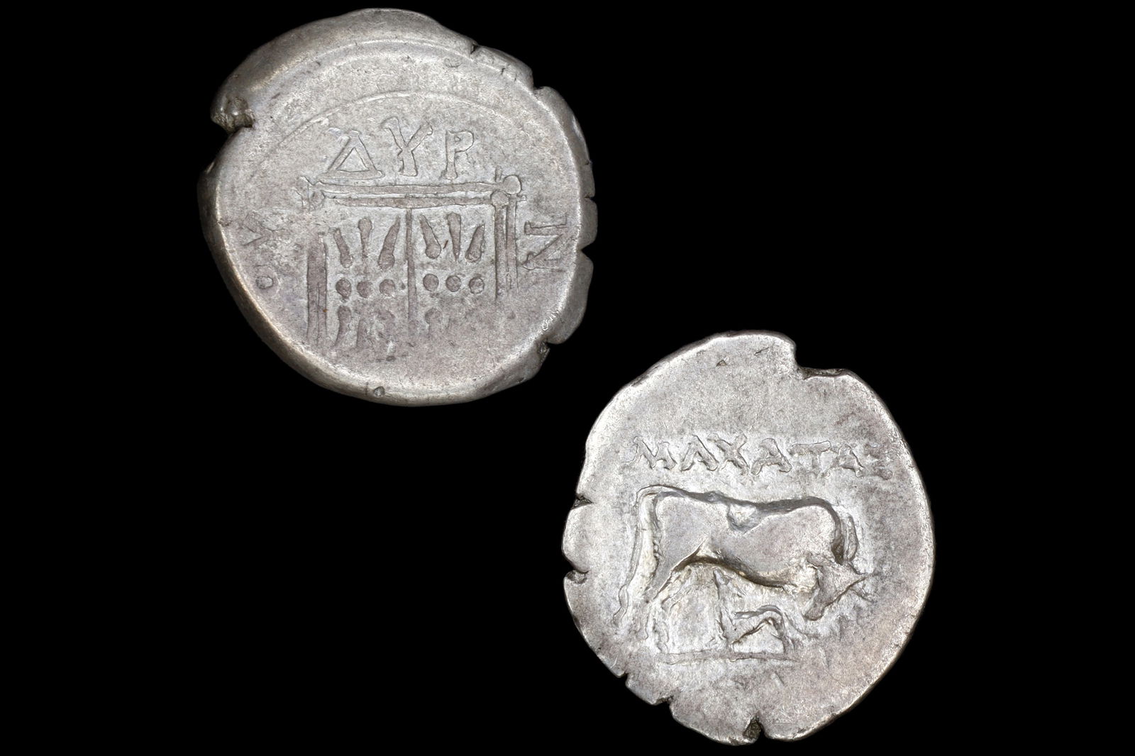 Ancient Dyrrhachion, Roman Illyria 229 BC To 200 BC Drachm Silver Coin, Machatas Eortaios Magistrate (1 of 4)
