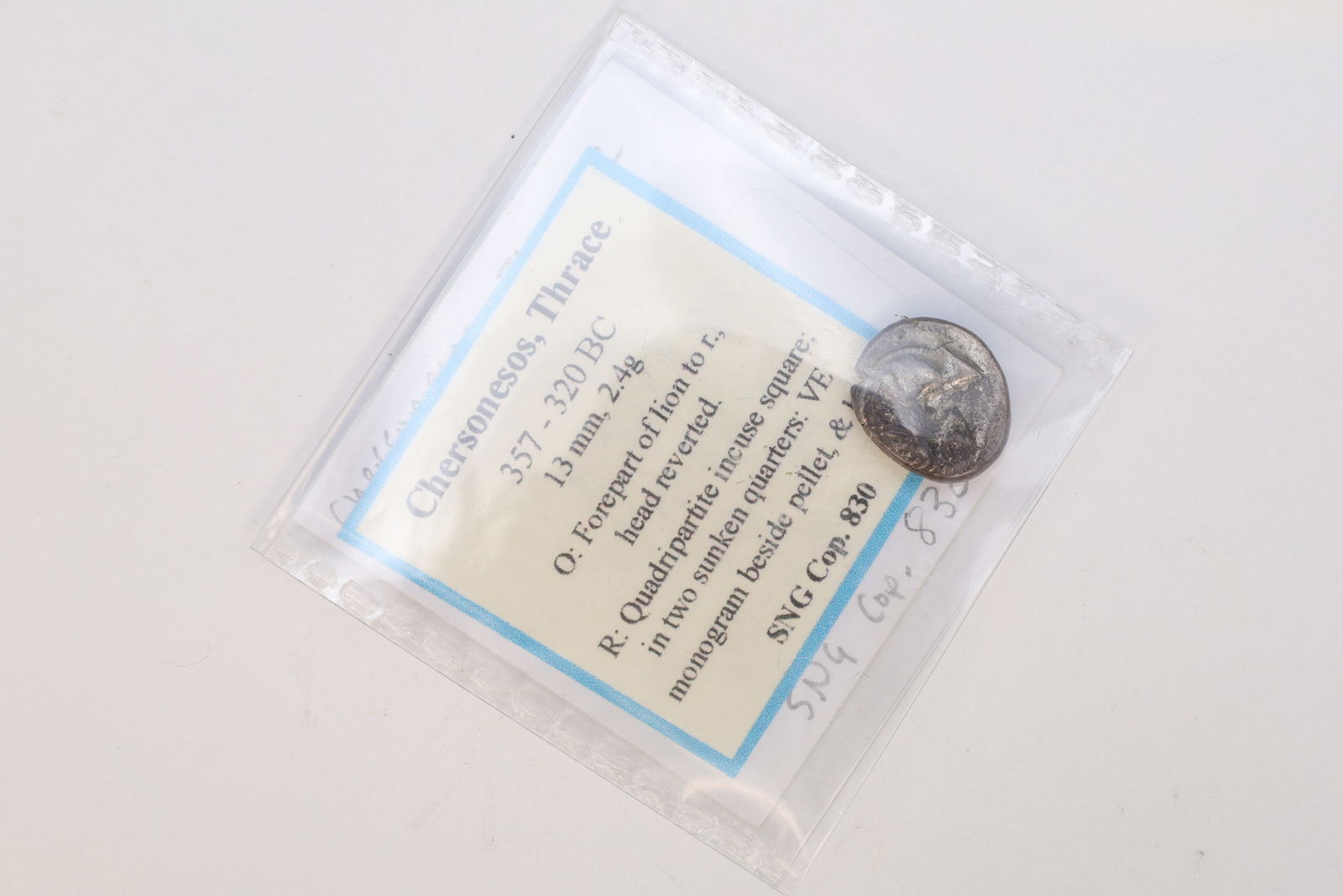 Ancient 4th Century BCE Greek Chersonesos Thrace, Hemidrachm Silver Coin, Lion, Bee, Pellet, Incuse - 2