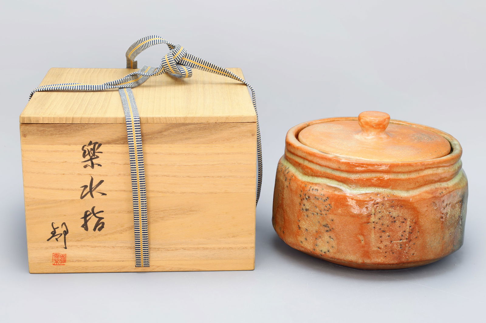 Vintage 1970s Japanese Art Glazed Pottery Mizusashi Water Container For Tea Ceremony, Shizuka Saito (1 of 6)