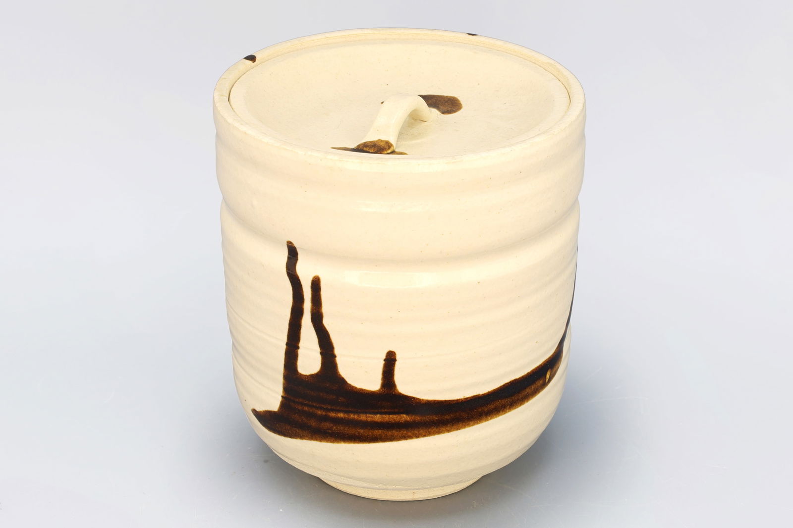 Vintage 1980s Kyoto Japan, Glazed Ceramic Mizusashi Water Container In The Style Of Shoji Hamada: Vintage 1980s Kyoto Japan, Glazed Ceramic Mizusashi Water Container For Tea Ceremony, In The Style Of Shoji Hamada. Signed With A Stamp But The Author Remains Unknown To Us. Kyo Ware From The Late 20t