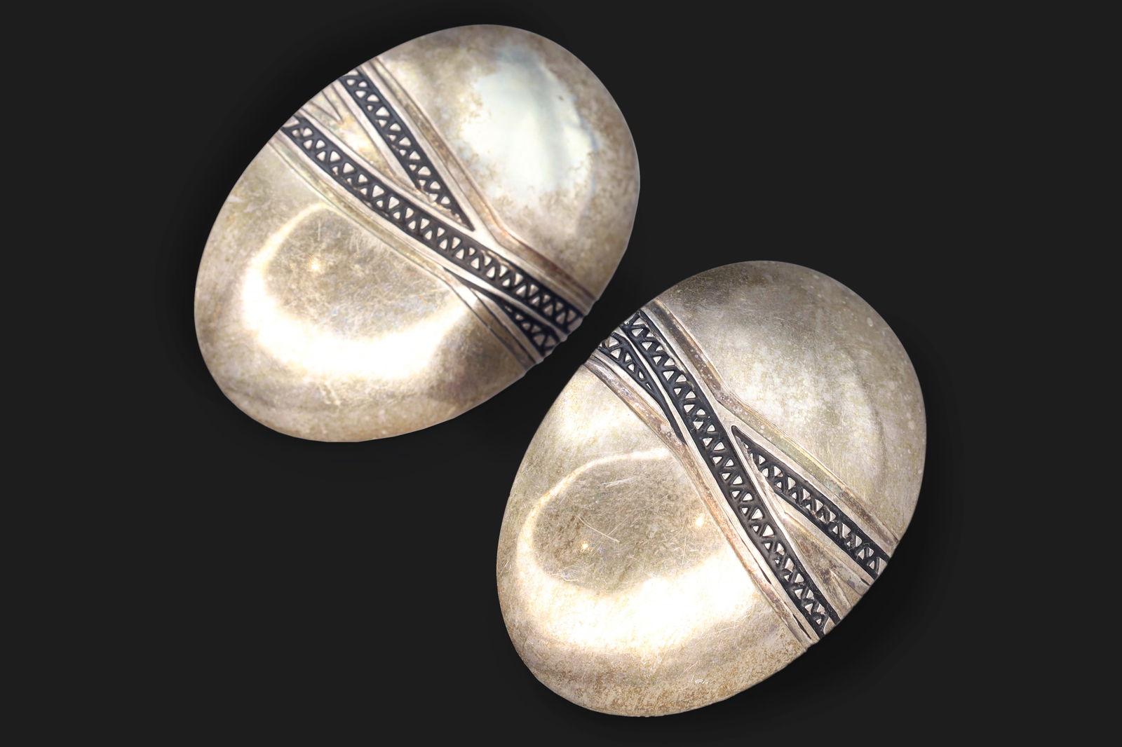 SyB Sandra Baker 1980s Large Stud Earrings, Navajo Ceramic Pot Shaped Studs, Southwestern Americana (1 of 4)