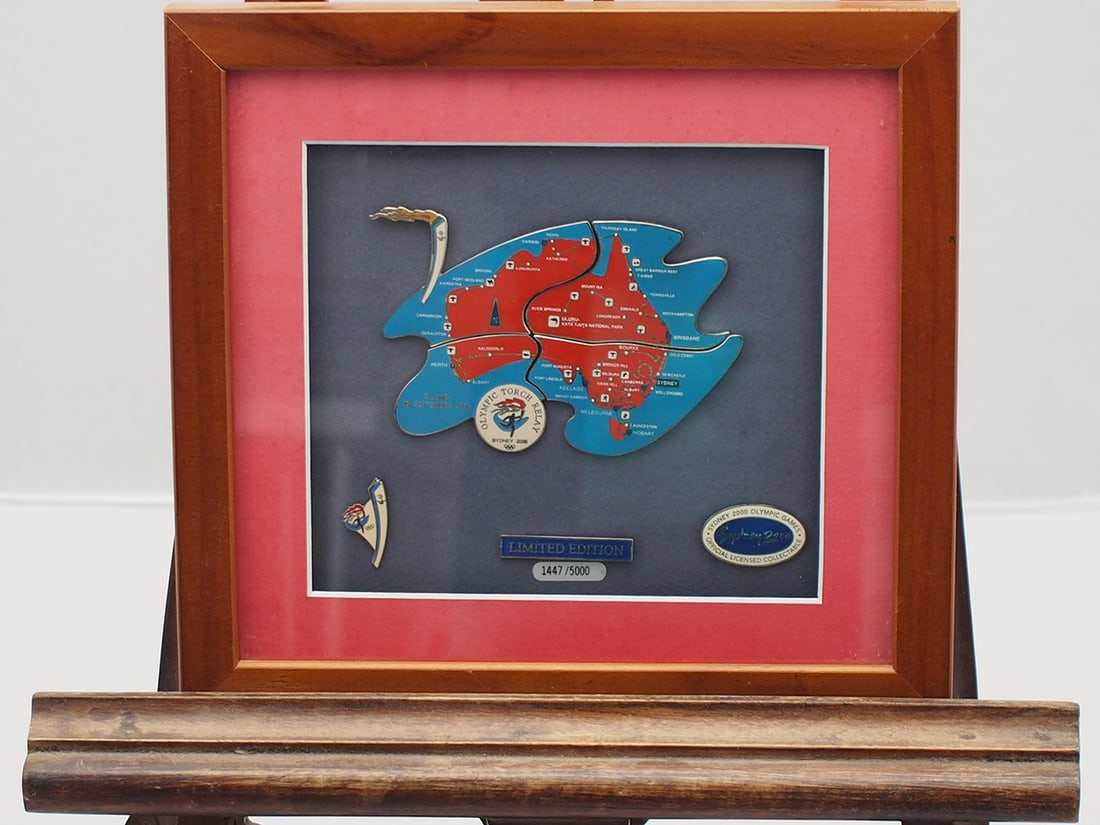 Framed Set of Australian Sydney Olympic Pins 2000. (1 of 5)