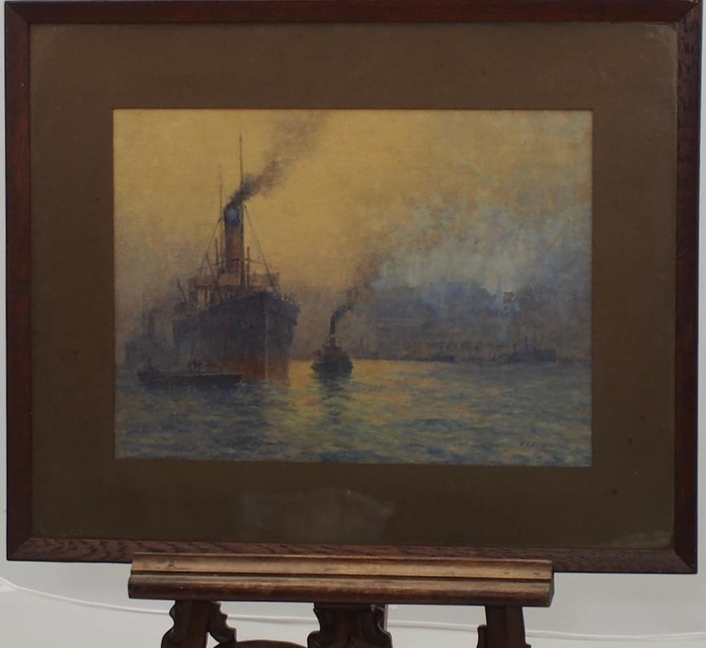 Ships in Sydney Harbour  ORIGINAL Watercolour. 1890-1930 (1 of 5)