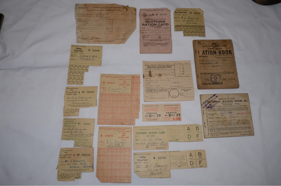 Australian ration cards and booklets. (1 of 2)