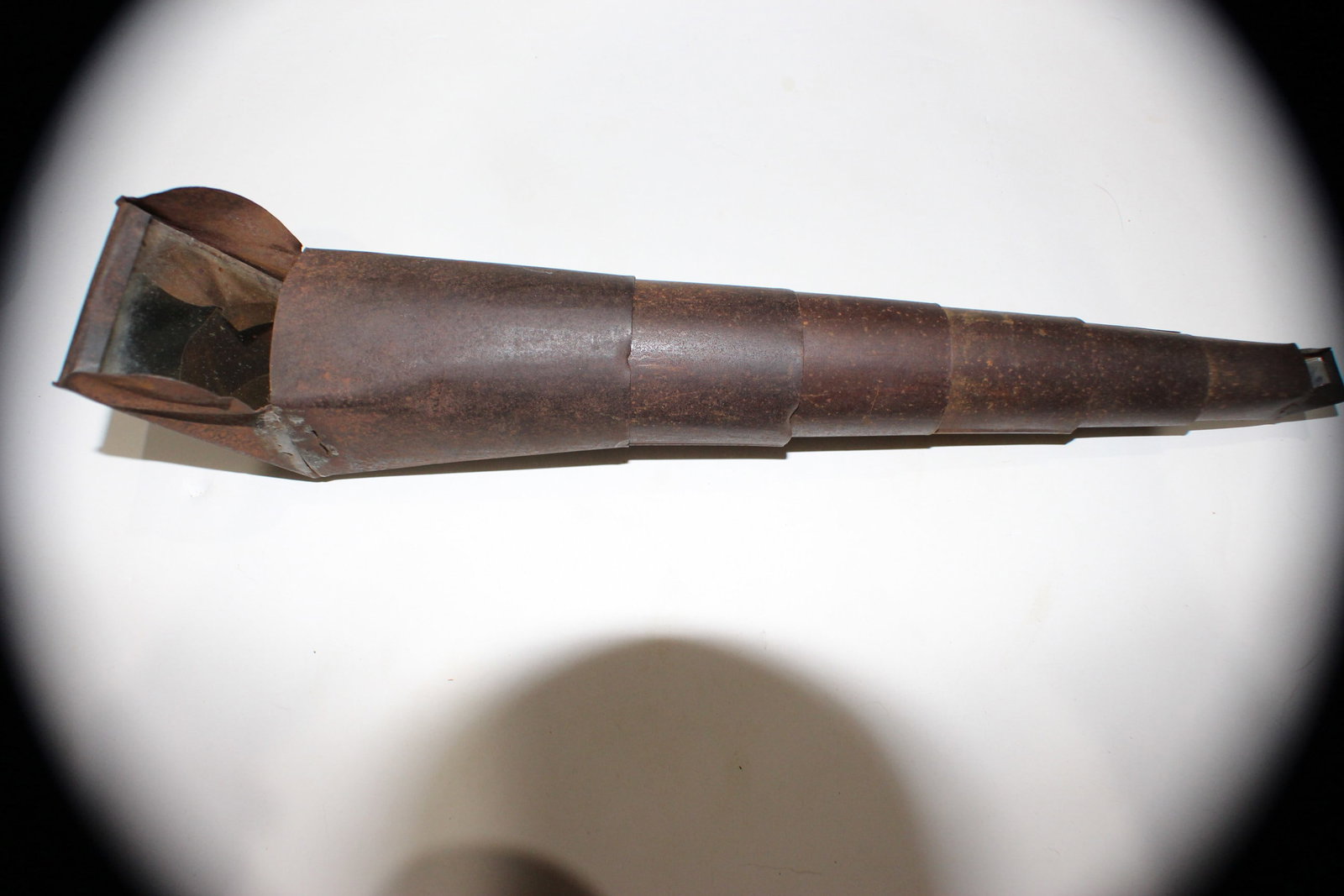 Australian collapsible WWI trench periscope.: WWI Collapsible trench periscope. The body of the periscope is made from a series of six telescopic metal rings which can be extended for use or collapsed for storage. At the top of the periscope is a