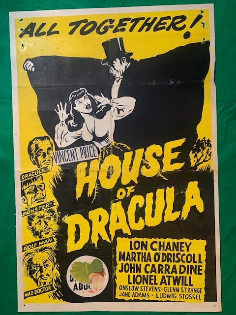 HOUSE OF DRACULA. AUSTRALIAN ONE SHEET MOVIE POSTER (1 of 1)