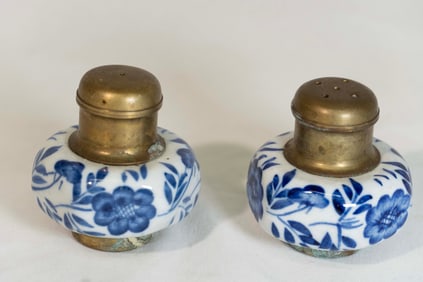 Porcelain and Brass salt and pepper shaker