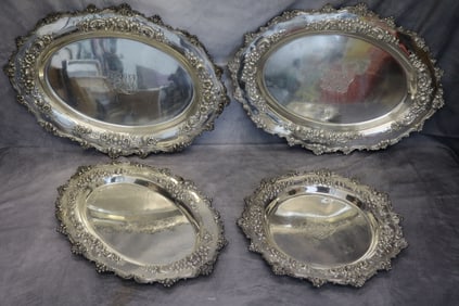 4 Pc Sterling Silver Platter set