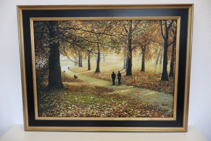 R. Jean Vallieres "Mid afternoon walk" Oil on canvas
