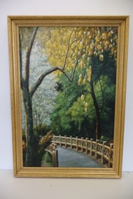 R. Jean Vallieres "NY Walking Bridge" Oil on Canvas