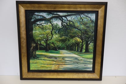 R. Jean Vallieres "Green Scene" Oil on Canvas