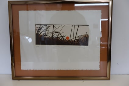 Framed Asian art ink on linnen