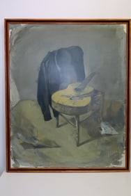 Alexandre Zlotnik, Draped Jacket & Guitar Framed Oil on Canvas
