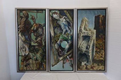 Josef Jackerson(Russian/Israeli, b. 1922), set of 3 oil paintings, 1975