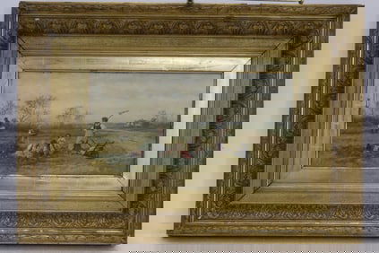 Franciszek Streitt (1839 - 1890) Painting of farm country scene