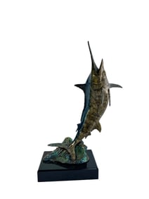 Leaping Marlin Bronze Sculpture By (American) JOHN TOWNSEND