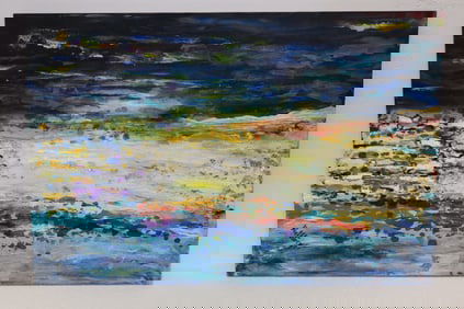 Oil on Canvas Abstract by Ruth Porat (Israeli,American)