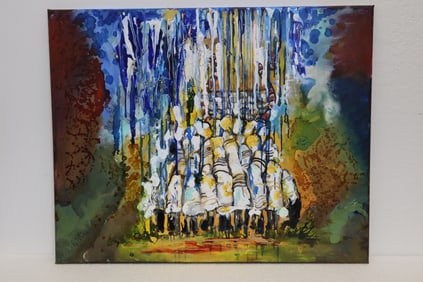 Oil on Canvas Abstract by Ruth Porat (Israeli,American)