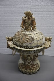 Oriental Bone Carving Incense Burner
