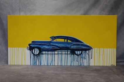 CESAR BELTRAN (20th c, Cuban) Blue car, Florida City Artist