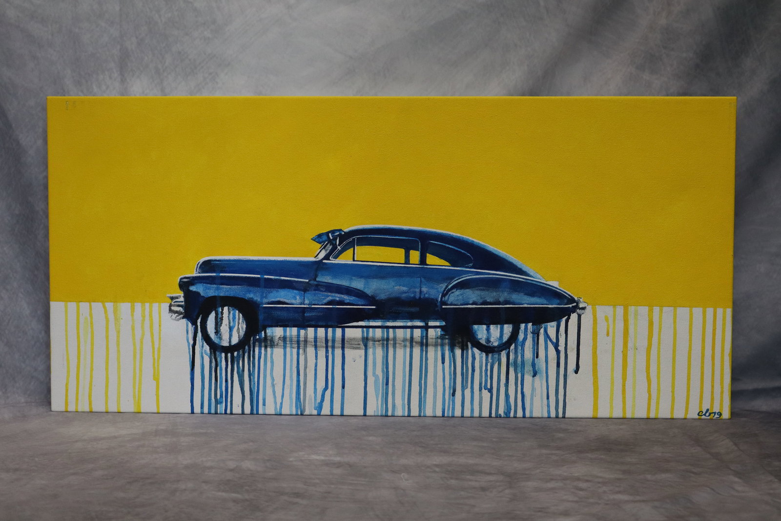 CESAR BELTRAN (20th c, Cuban) Blue car, Florida City Artist (1 of 3)