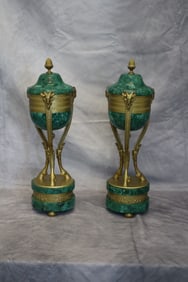 A pair of Malachite and Gilt bronze Parfumes, 19th century