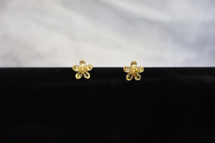 Citrine Flower Earings 14 K