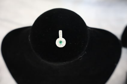 Diamond and Emerald 14 k Pendant