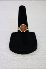 Oval Coral Stone Ring