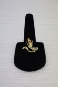 Ruby and Diamond Hand Shaped Ring