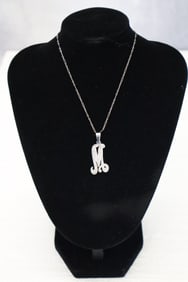 M Inital Diamond Pendant