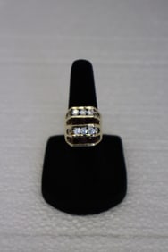 Synthetic Red Stone and Synthetic Diamond Ring