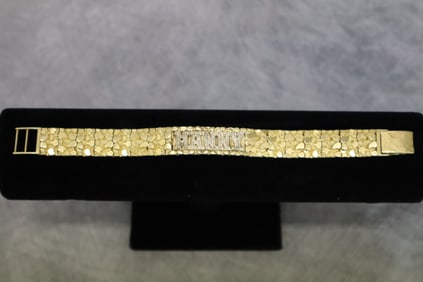 Gold Nugget Name "MANNY" Bracelet with Diamonds