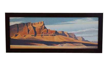 Ed Mell (American, b. 1942) Monumental Original Oil on Canvas "Orange Range"