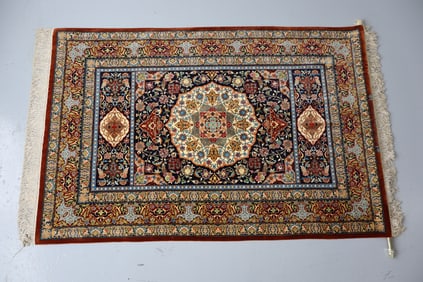 Extremely Fine Turkish Oriental Silk Herekeh Rug