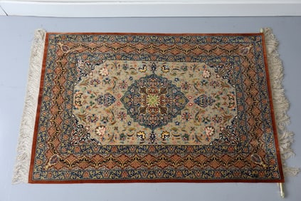 Extremely Fine Turkish Oriental Silk Herekeh Rug
