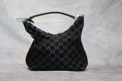 Gucci Suede Monogram Hobo Black bag