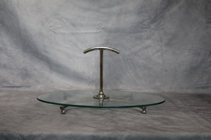 Vintage 1980s Modernist Round Glass Serving Tray